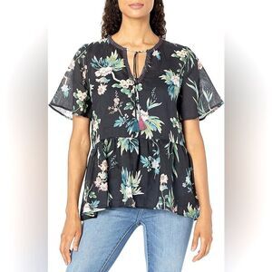 Johnny Was Workshop Boho Peplum Embroidered Floral Top size in Medium